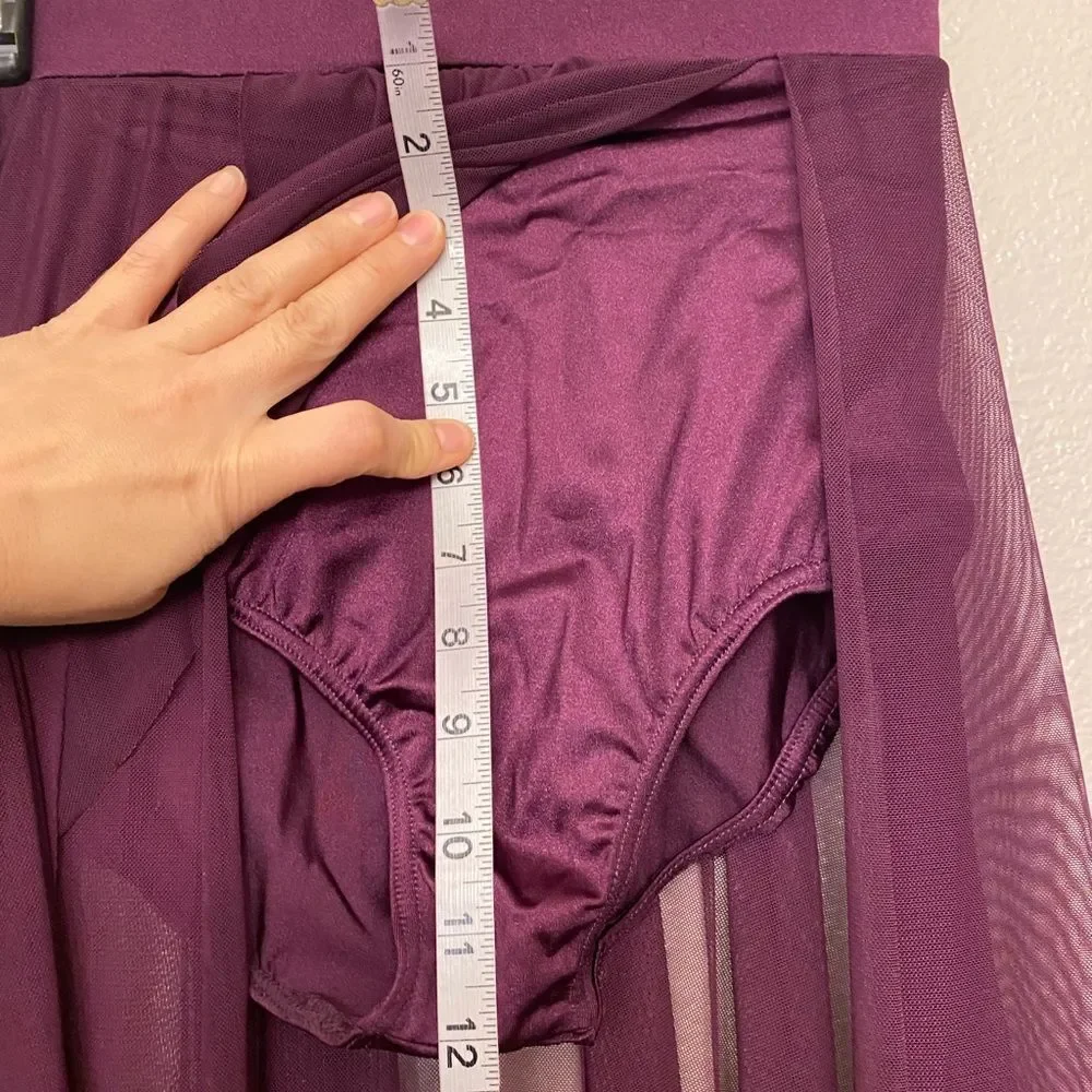 WEISSMAN Dance Costume purple velvet 2 piece bling maxi skirt Phoenix 15694 SA
